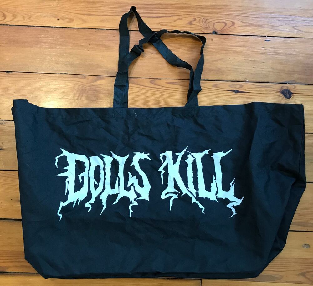 Dolls Kill Goth Girl Large Black Tote Bag 34“ x 18“